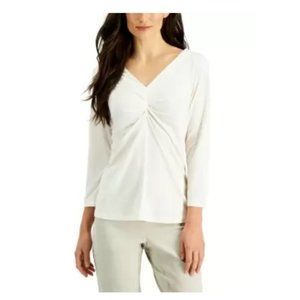 NEW! JPR Studio Ruched V-Neck Top Whisper White XL
